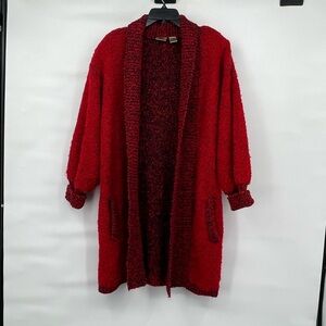 Vintage CC Hughes oversided shoulder padded red blue sweater duster